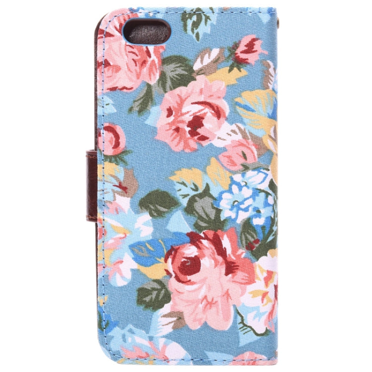 Flowers Pattern Horizontal Flip Leather Case with Card Slots & Holder for iPhone 6 & 6S (Blue)