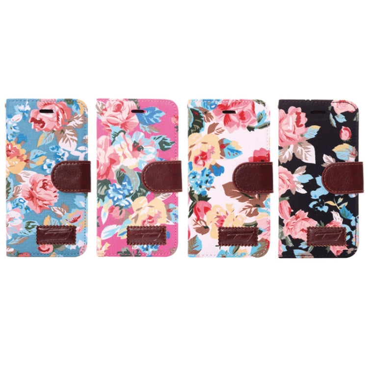 Flowers Pattern Horizontal Flip Leather Case with Card Slots & Holder for iPhone 6 & 6S (Blue)