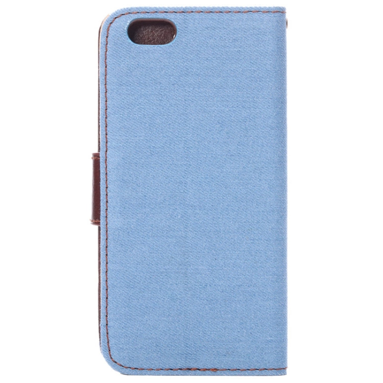 Denim Texture Horizontal Flip Leather Case with Card Slots & Holder for iPhone 6 & 6S(Blue)