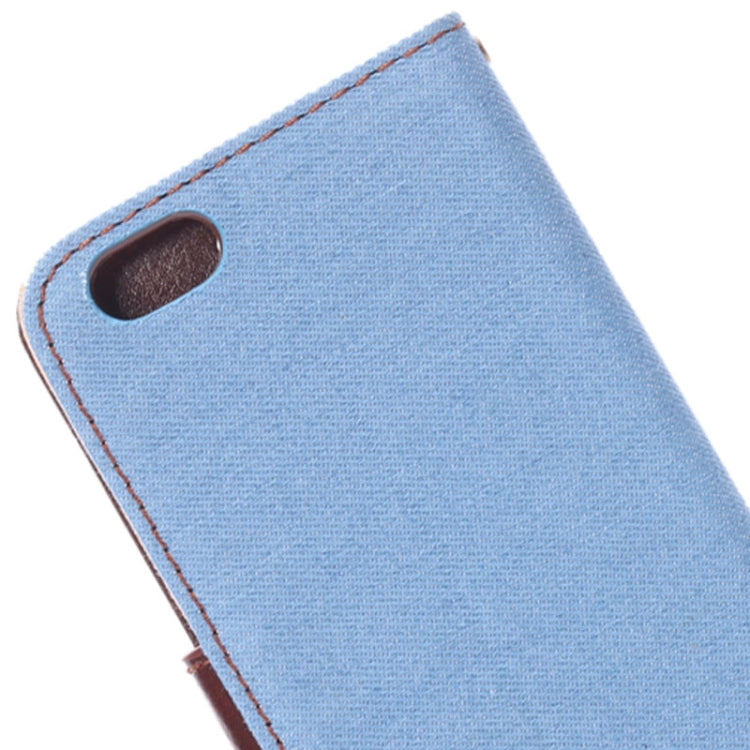 Denim Texture Horizontal Flip Leather Case with Card Slots & Holder for iPhone 6 & 6S(Blue)