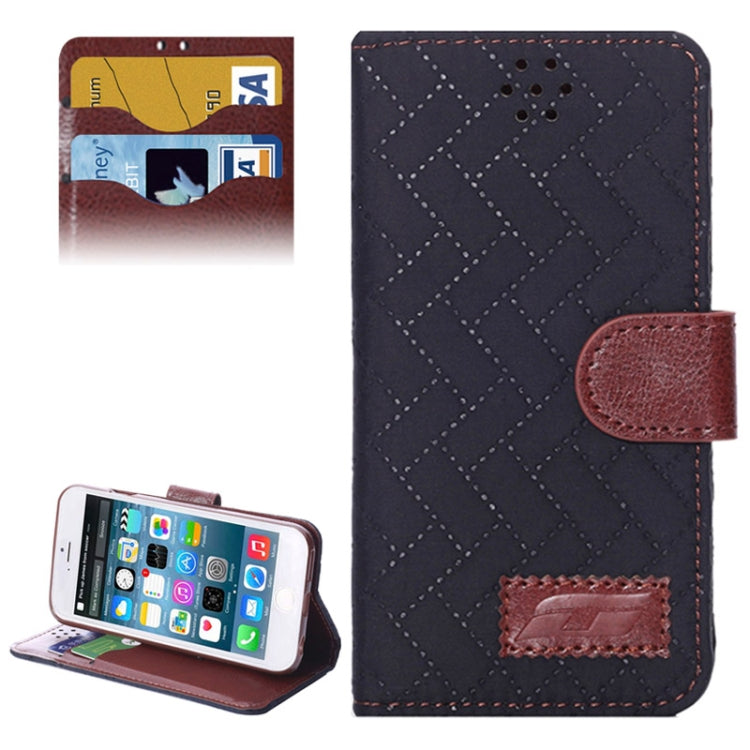 Woven Texture Horizontal Flip Magnetic Buckle Leather Case with Card Slots & Holder for iPhone 6 & 6S (Dark Grey)
