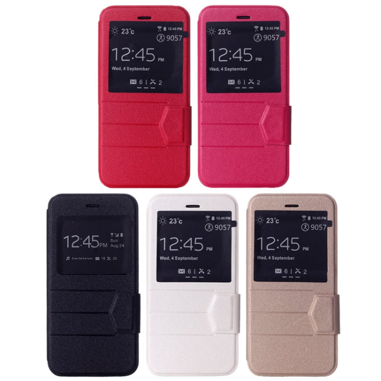 Frosted Texture Horizontal Flip Leather Case with Call Display ID and Holder for iPhone 6 & 6S(Red)