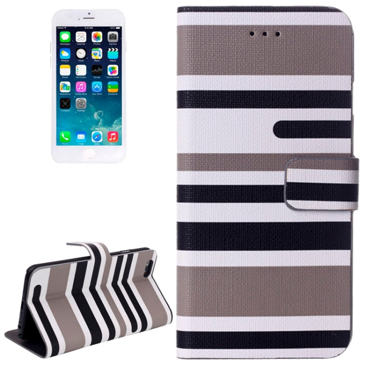 Variegated Stripe Texture Horizontal Flip Leather Case with Holder for iPhone 6 & 6S(Grey)