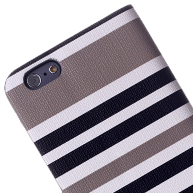 Variegated Stripe Texture Horizontal Flip Leather Case with Holder for iPhone 6 & 6S(Grey)
