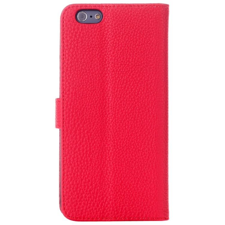 Litchi Texture Horizontal Flip Leather Case with Holder for iPhone 6 & 6S(Red)