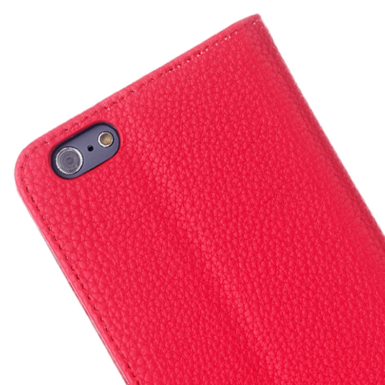 Litchi Texture Horizontal Flip Leather Case with Holder for iPhone 6 & 6S(Red)