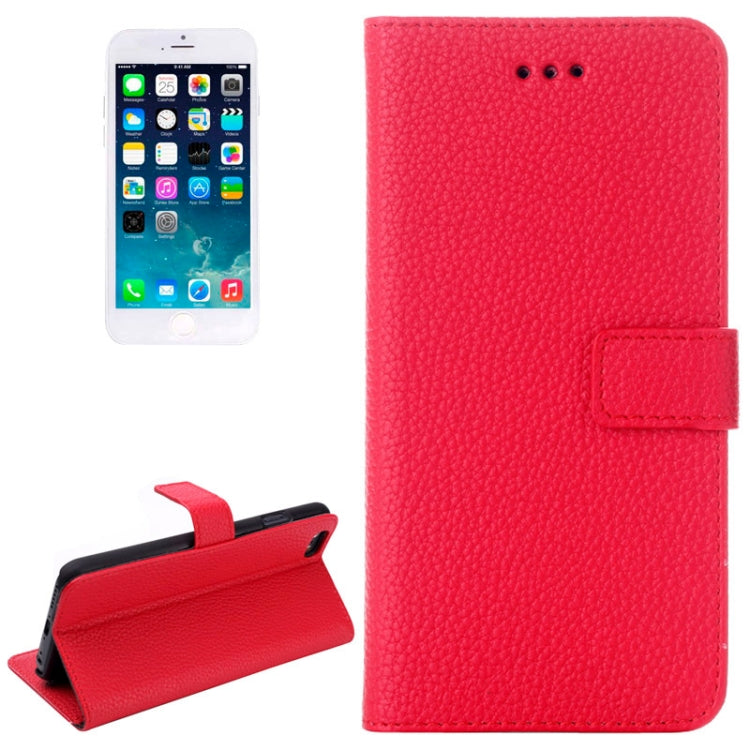 Litchi Texture Horizontal Flip Leather Case with Holder for iPhone 6 & 6S(Red)