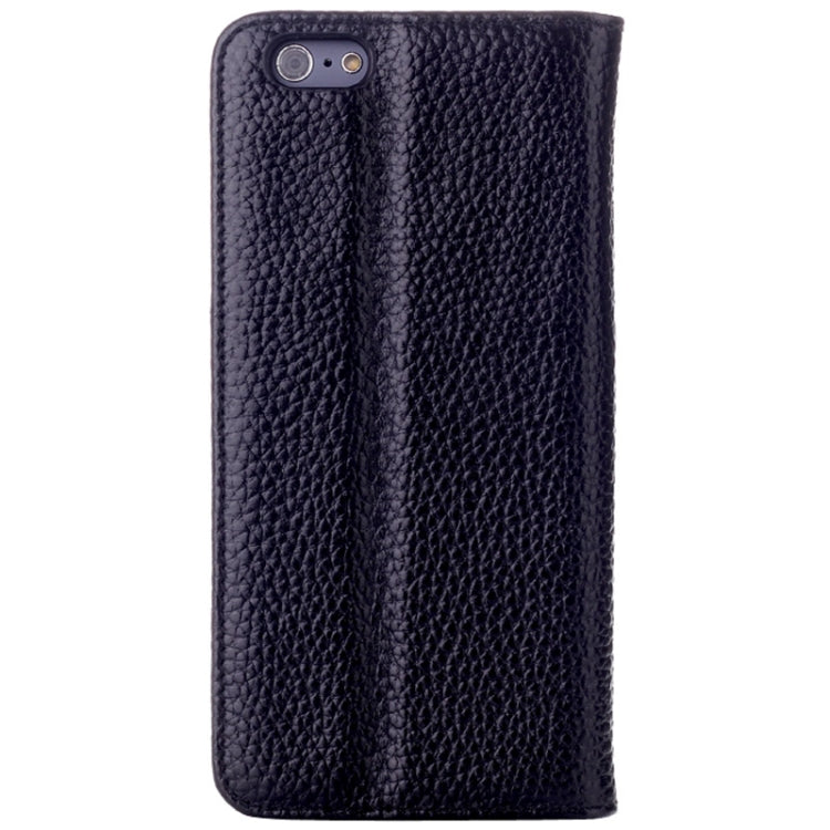 Litchi Texture Horizontal Flip Top-grain Leather Case with Holder for iPhone 6 & 6S(Black)