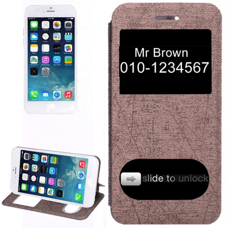 Strokes Texture Horizontal Flip Leather Case with Call Display ID for iPhone 6 & 6S(Brown)