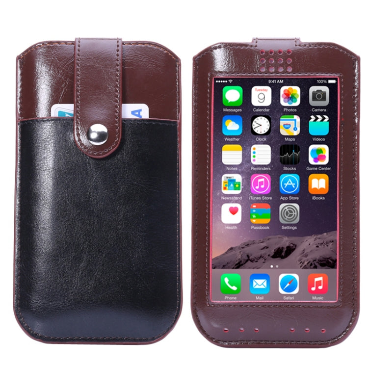Universal Crazy Horse Texture Leather Case with Fullscreen Touch & Card Slots for iPhone 6 / Galaxy i8552 / Huawei Ascend P6 /  HTC One