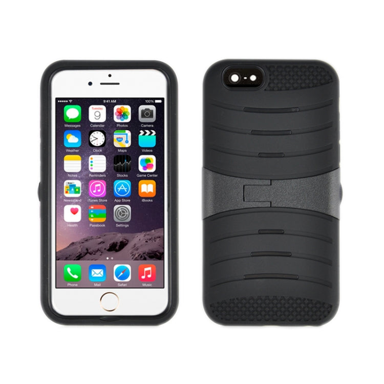 Stripe Pattern Silicone + Plastic Protective Case with Holder for iPhone 6 & 6S