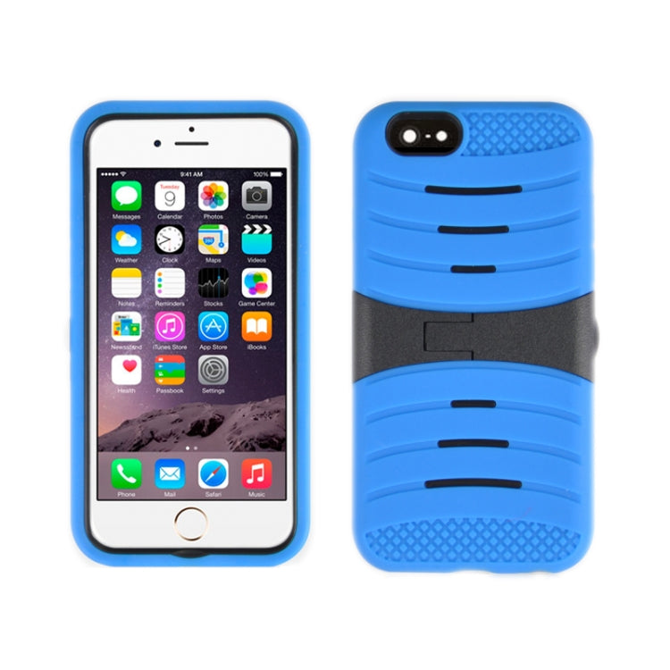 Stripe Pattern Silicone + Plastic Protective Case with Holder for iPhone 6 & 6S