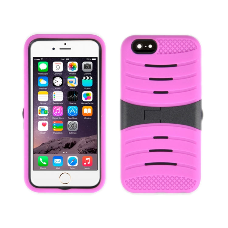 Stripe Pattern Silicone + Plastic Protective Case with Holder for iPhone 6 & 6S