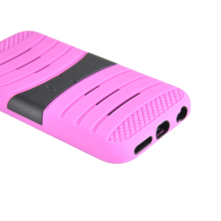 Stripe Pattern Silicone + Plastic Protective Case with Holder for iPhone 6 & 6S