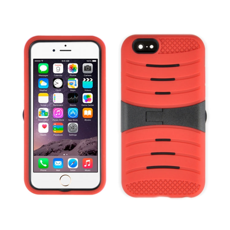 Stripe Pattern Silicone + Plastic Protective Case with Holder for iPhone 6 & 6S