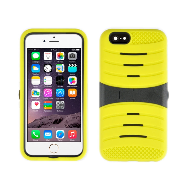 Stripe Pattern Silicone + Plastic Protective Case with Holder for iPhone 6 & 6S