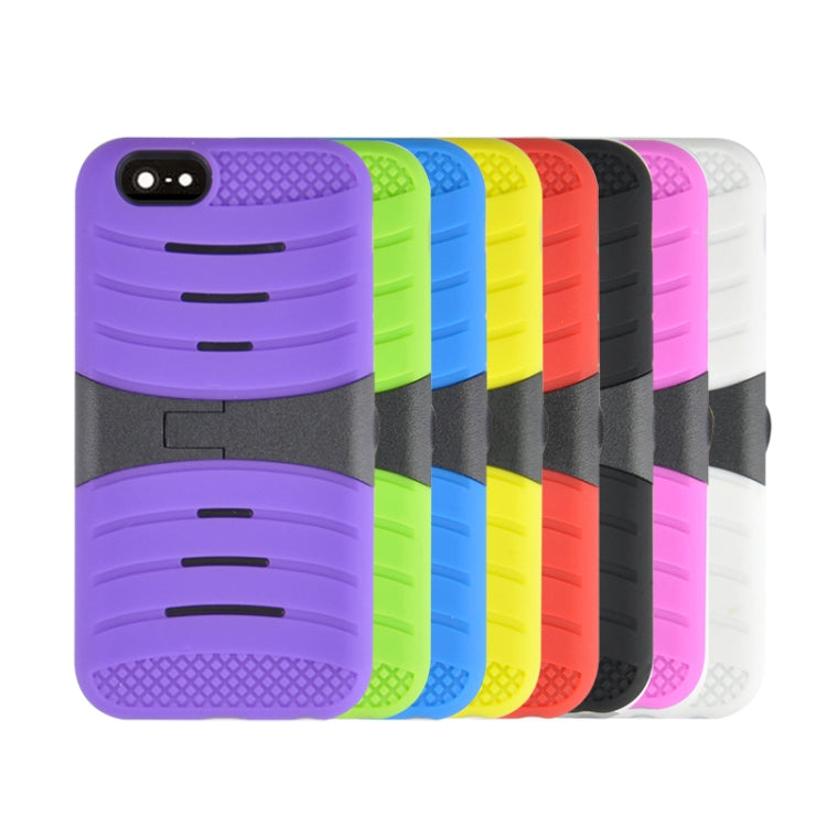 Stripe Pattern Silicone + Plastic Protective Case with Holder for iPhone 6 & 6S