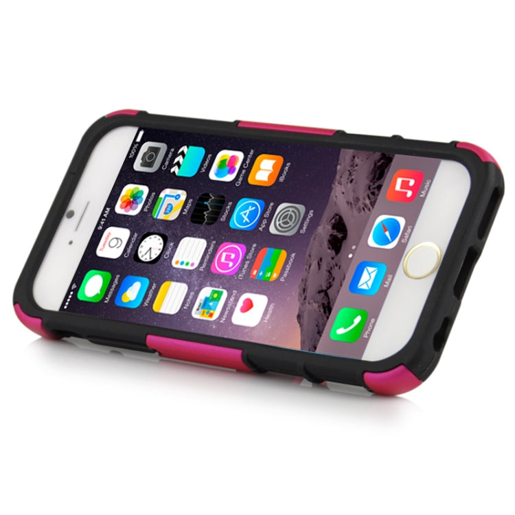 2 in 1 Split Sliding Silicone+Plastic Case with Holder for iPhone 6 & 6S