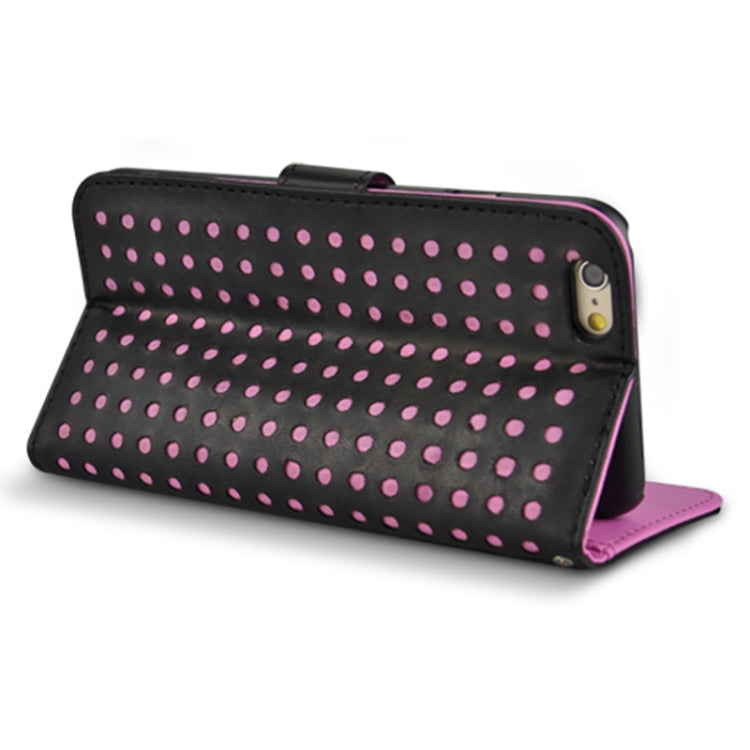 Ultra-thin Hollow Out Dot Horizontal Flip Leather Case with Card Slots&Holder for iPhone 6 & 6S