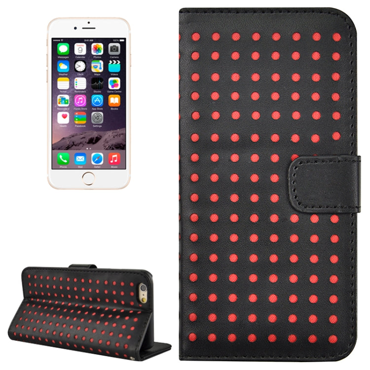 Ultra-thin Hollow Out Dot Horizontal Flip Leather Case with Card Slots&Holder for iPhone 6 & 6S