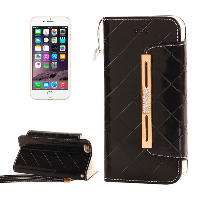 Wallet Style Diamond Encrusted Leather Case with Lanyard & Card Slots & Money Pocket for iPhone 6