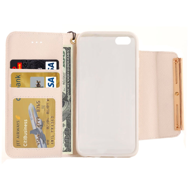 Wallet Style Diamond Encrusted Leather Case with Lanyard & Card Slots & Money Pocket for iPhone 6
