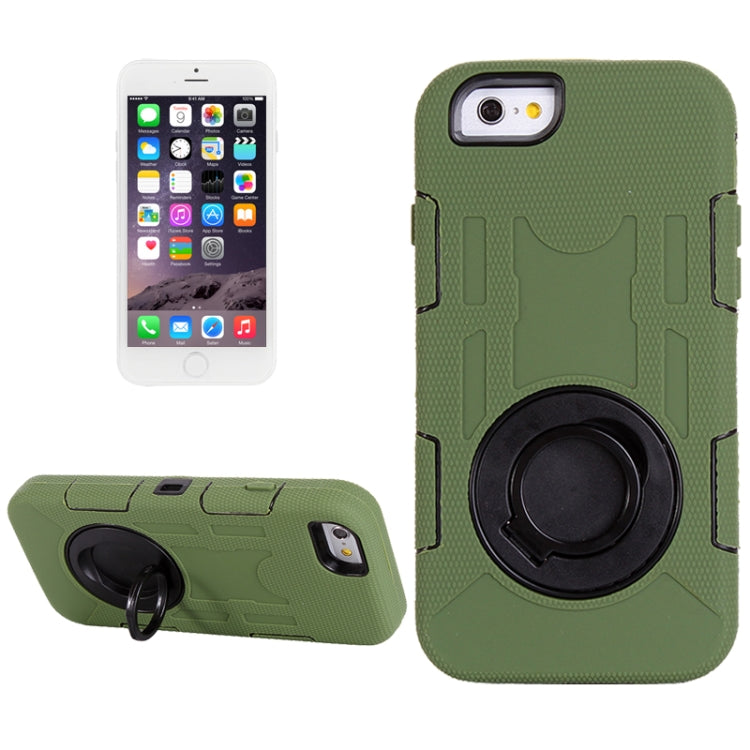 Shockproof Touch Screen + Silicone + Hard Plastic Combination Case with Ring Holder for iPhone 6