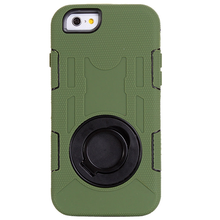 Shockproof Touch Screen + Silicone + Hard Plastic Combination Case with Ring Holder for iPhone 6