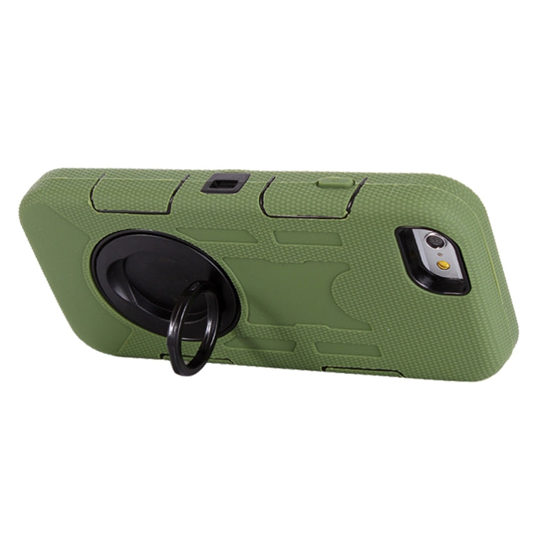 Shockproof Touch Screen + Silicone + Hard Plastic Combination Case with Ring Holder for iPhone 6