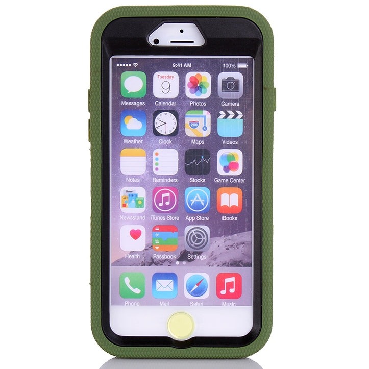 Shockproof Touch Screen + Silicone + Hard Plastic Combination Case with Ring Holder for iPhone 6