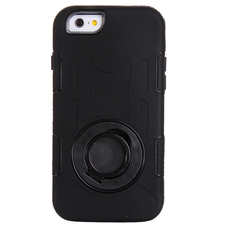 Shockproof Touch Screen + Silicone + Hard Plastic Combination Case with Ring Holder for iPhone 6