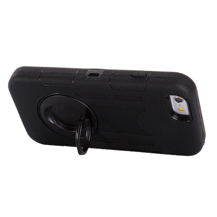 Shockproof Touch Screen + Silicone + Hard Plastic Combination Case with Ring Holder for iPhone 6