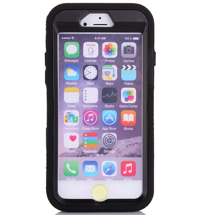 Shockproof Touch Screen + Silicone + Hard Plastic Combination Case with Ring Holder for iPhone 6