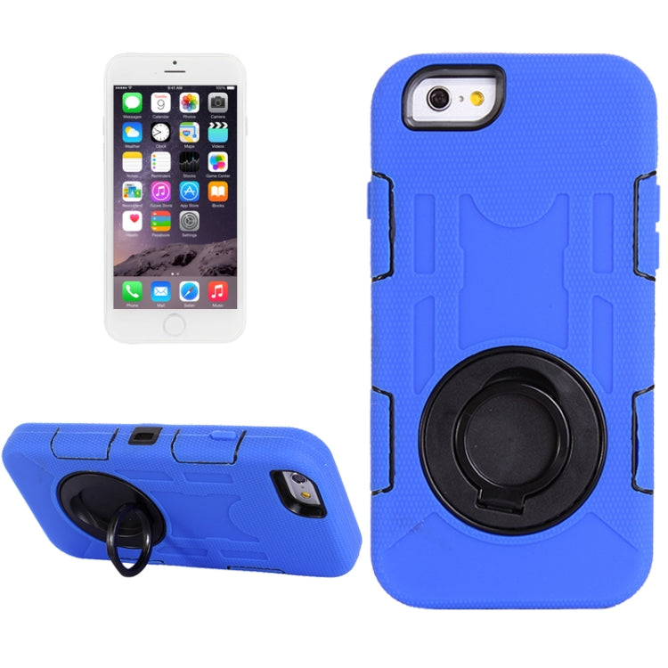 Shockproof Touch Screen + Silicone + Hard Plastic Combination Case with Ring Holder for iPhone 6