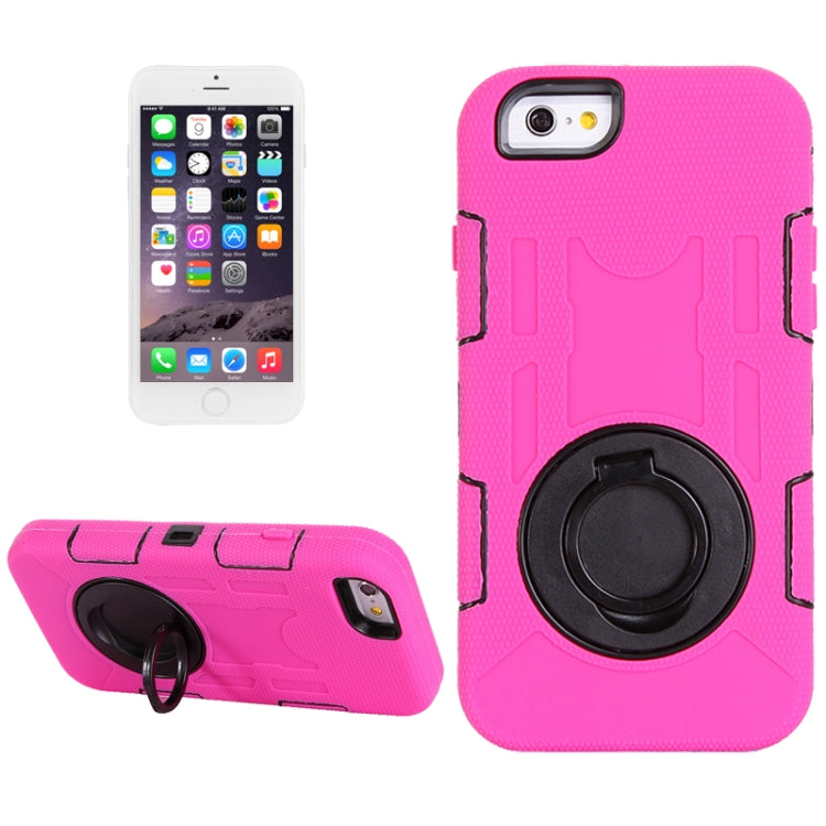 Shockproof Touch Screen + Silicone + Hard Plastic Combination Case with Ring Holder for iPhone 6