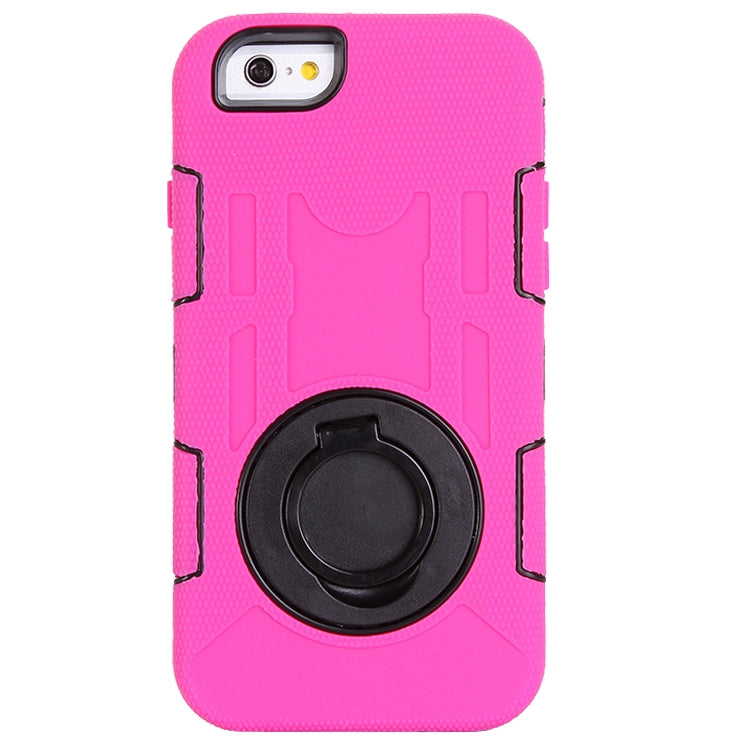 Shockproof Touch Screen + Silicone + Hard Plastic Combination Case with Ring Holder for iPhone 6