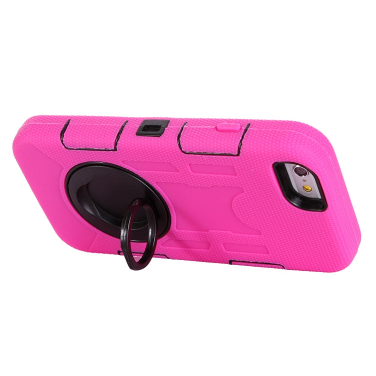 Shockproof Touch Screen + Silicone + Hard Plastic Combination Case with Ring Holder for iPhone 6