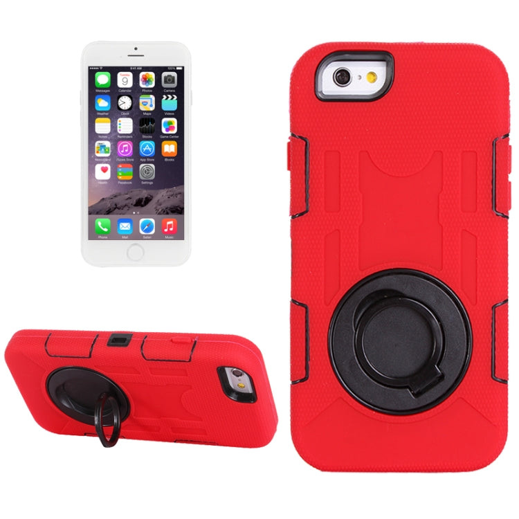 Shockproof Touch Screen + Silicone + Hard Plastic Combination Case with Ring Holder for iPhone 6
