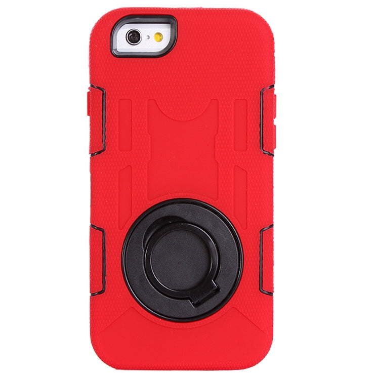 Shockproof Touch Screen + Silicone + Hard Plastic Combination Case with Ring Holder for iPhone 6