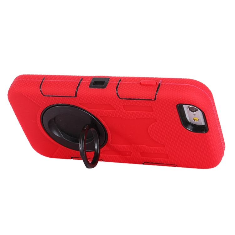 Shockproof Touch Screen + Silicone + Hard Plastic Combination Case with Ring Holder for iPhone 6