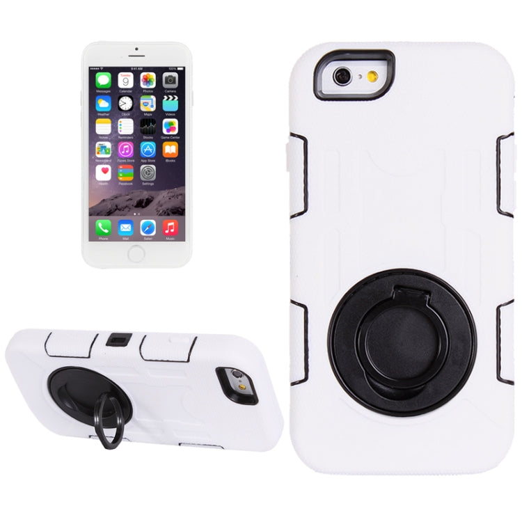 Shockproof Touch Screen + Silicone + Hard Plastic Combination Case with Ring Holder for iPhone 6