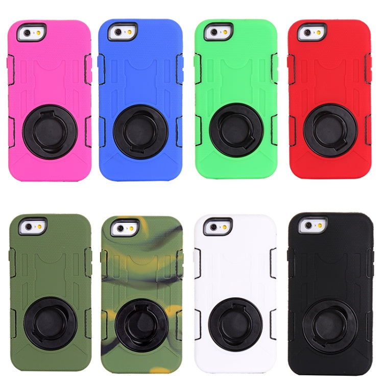 Shockproof Touch Screen + Silicone + Hard Plastic Combination Case with Ring Holder for iPhone 6