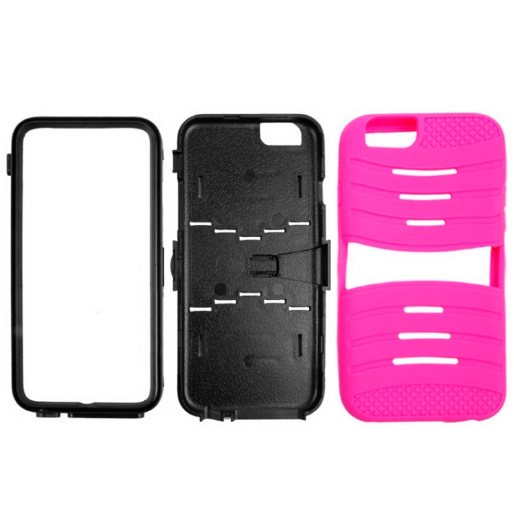 Stripe Pattern Silicone + Plastic Combination Case with Holder for iPhone 6 & 6S