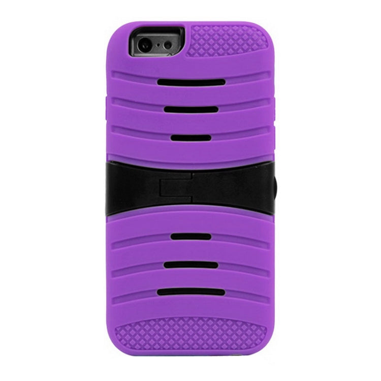 Stripe Pattern Silicone + Plastic Combination Case with Holder for iPhone 6 & 6S