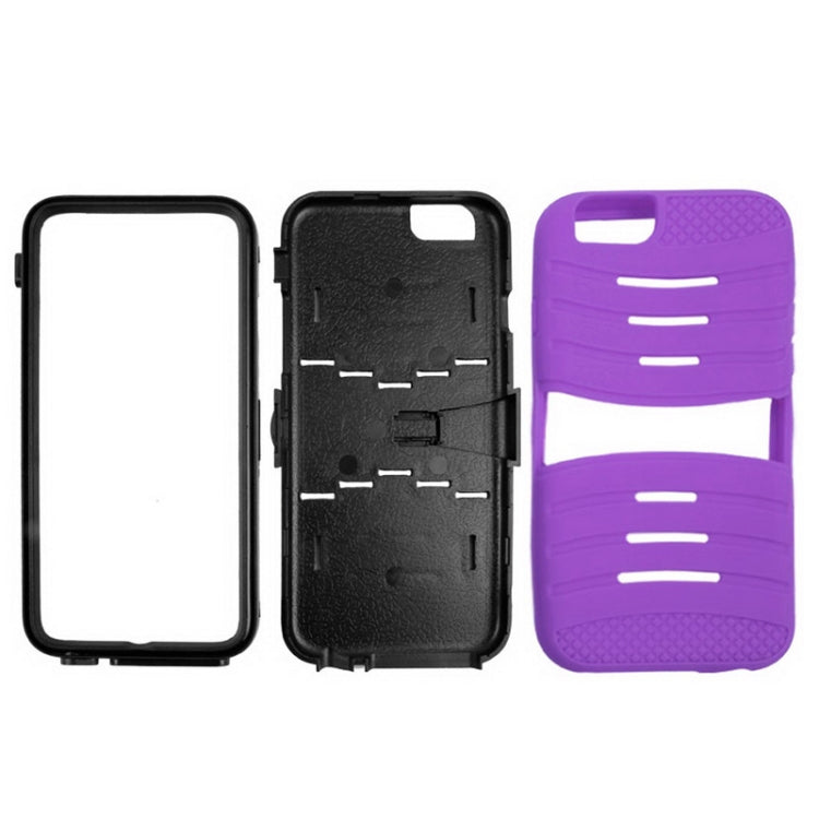 Stripe Pattern Silicone + Plastic Combination Case with Holder for iPhone 6 & 6S