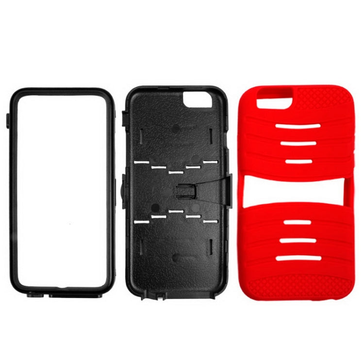 Stripe Pattern Silicone + Plastic Combination Case with Holder for iPhone 6 & 6S