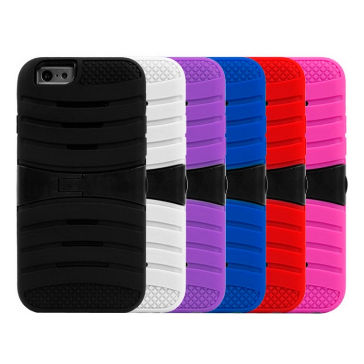Stripe Pattern Silicone + Plastic Combination Case with Holder for iPhone 6 & 6S