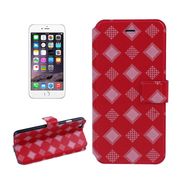 Plaid Pattern Ultra-thin Horizontal Flip Magnetic Buckle Leather Case with Holder for iPhone 6 & 6S