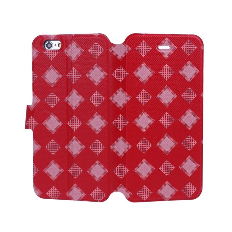 Plaid Pattern Ultra-thin Horizontal Flip Magnetic Buckle Leather Case with Holder for iPhone 6 & 6S
