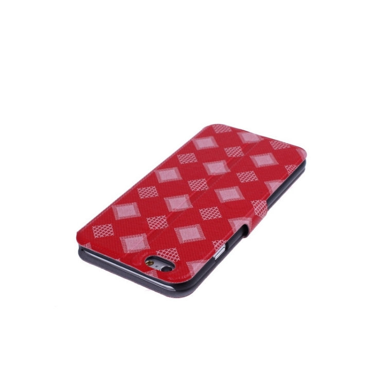 Plaid Pattern Ultra-thin Horizontal Flip Magnetic Buckle Leather Case with Holder for iPhone 6 & 6S
